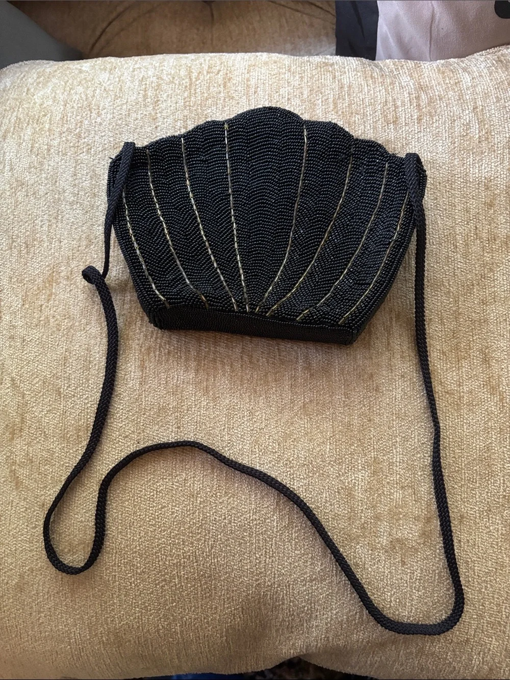 Black Beaded Shell Crossbody Bag